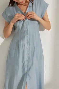 Viscose Cap Sleeve Midi Dress