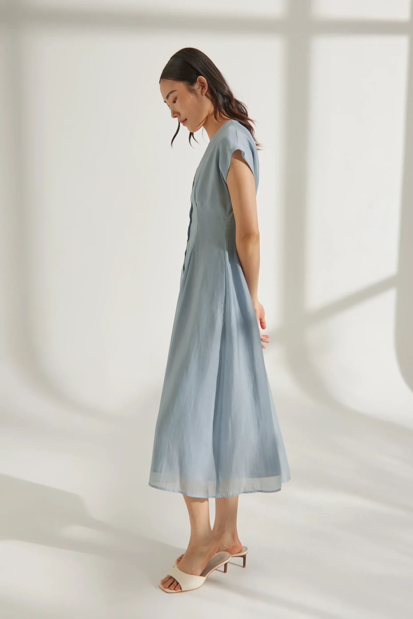 Viscose Cap Sleeve Midi Dress