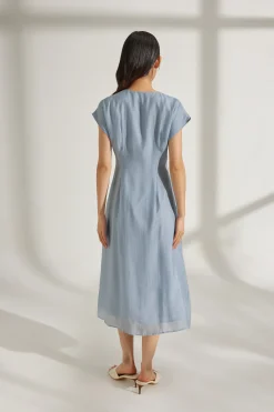 Viscose Cap Sleeve Midi Dress