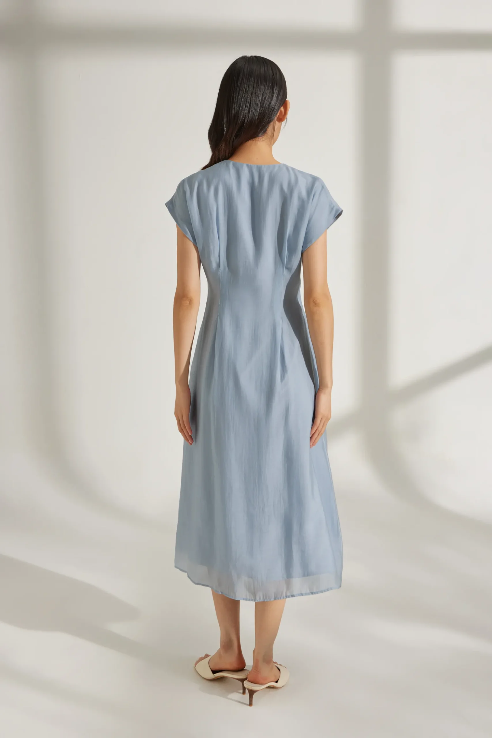 Viscose Cap Sleeve Midi Dress