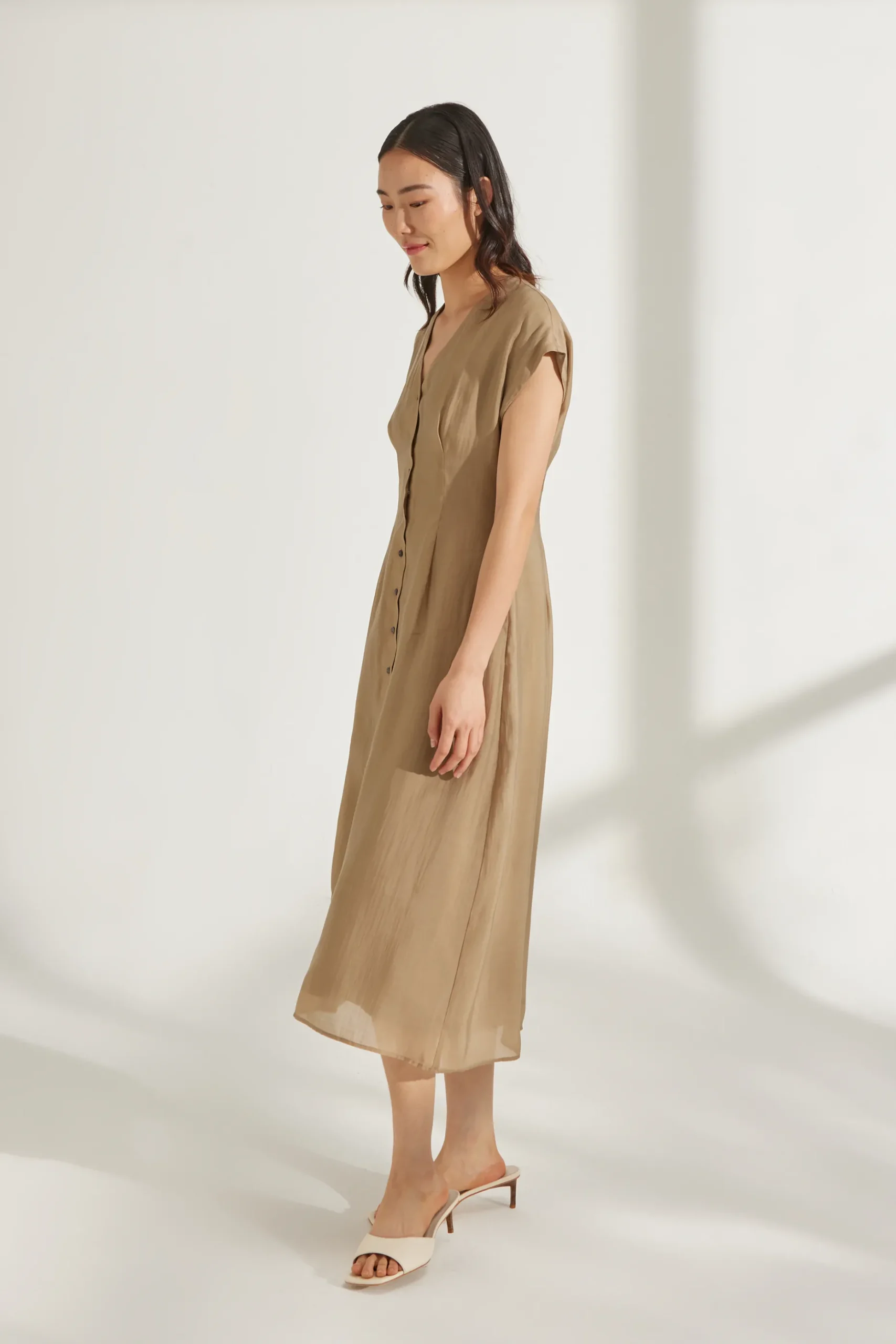 Viscose Cap Sleeve Midi Dress