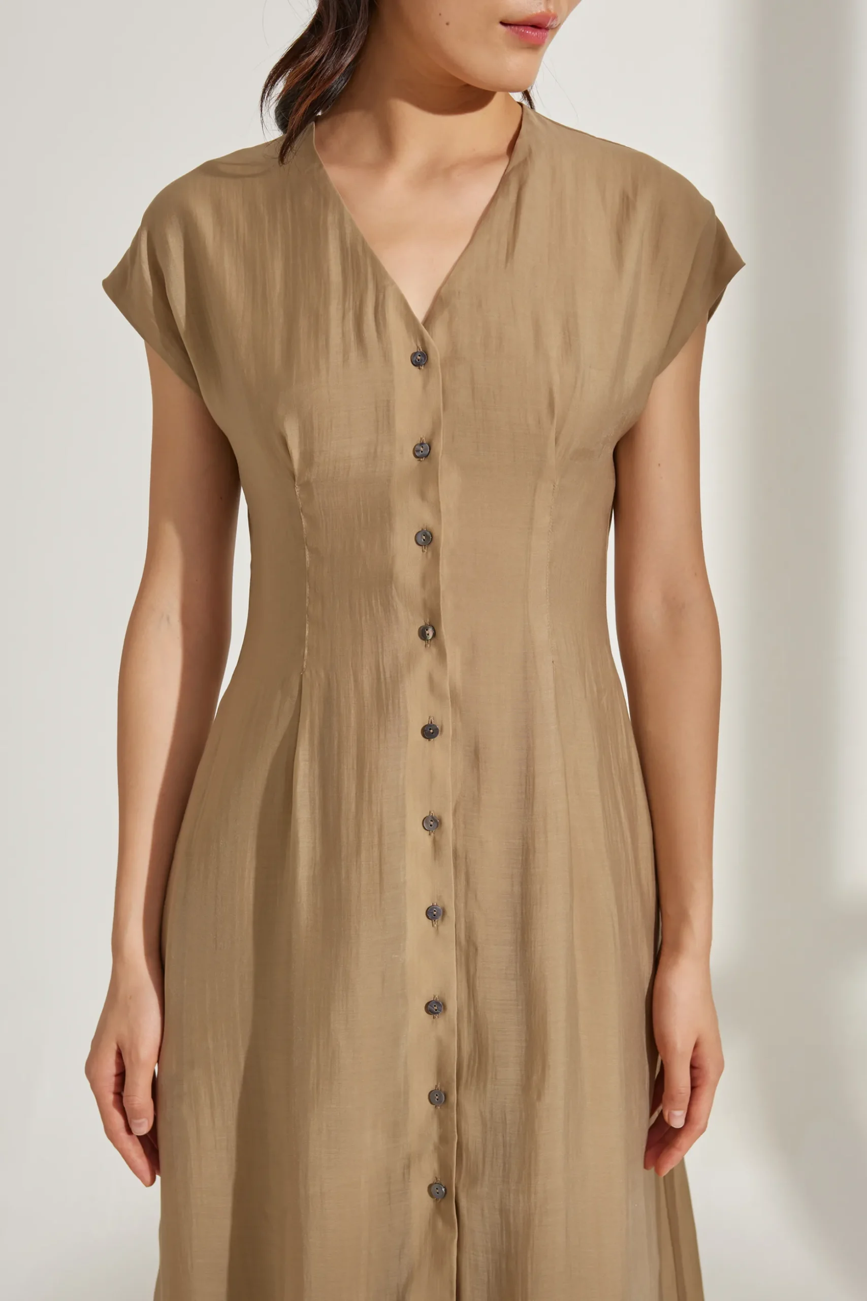 Viscose Cap Sleeve Midi Dress