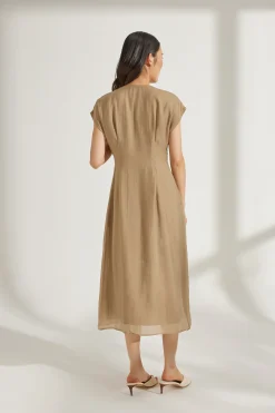 Viscose Cap Sleeve Midi Dress