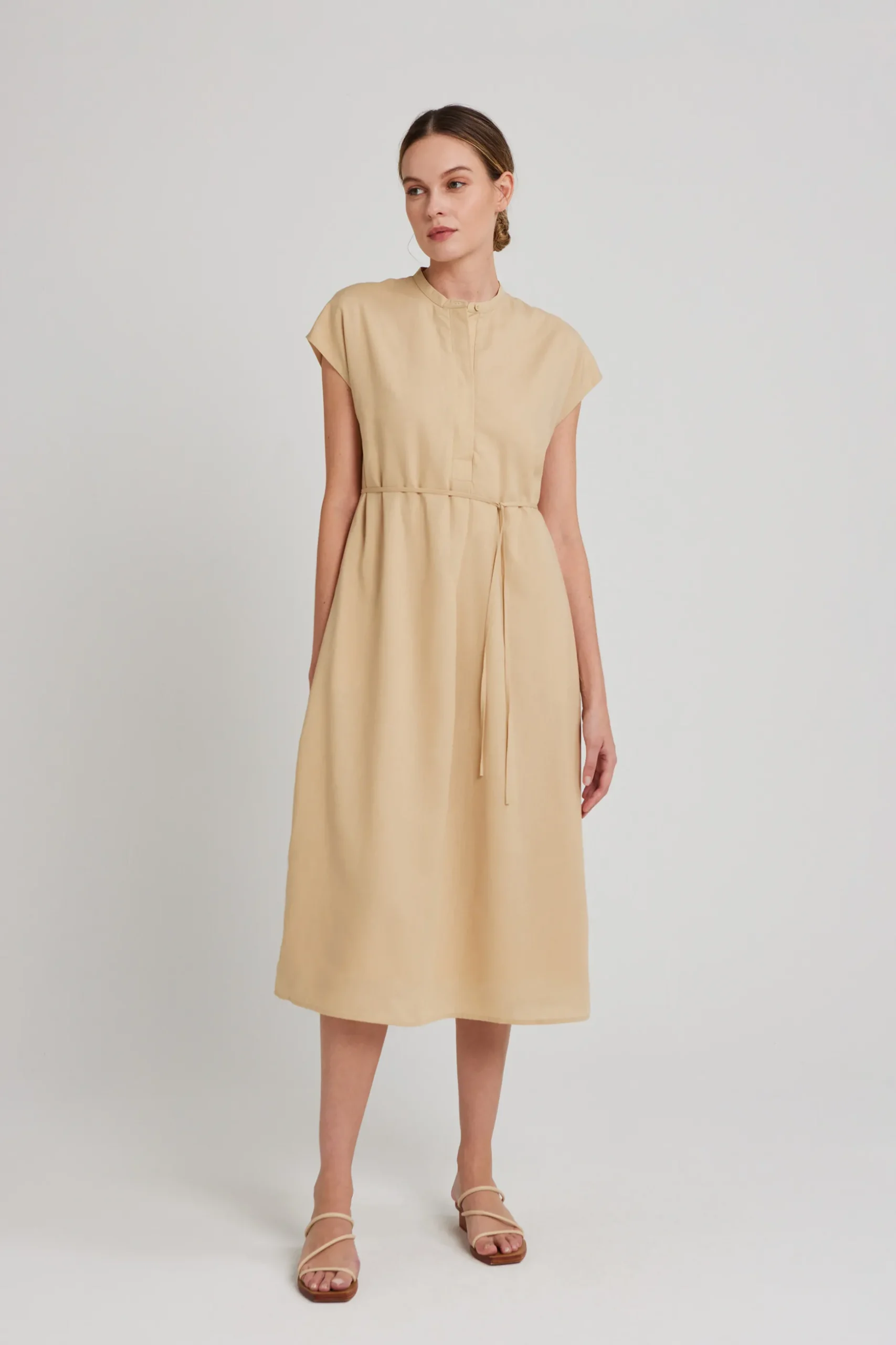 Viscose Mandarin Collar Shirt Dress