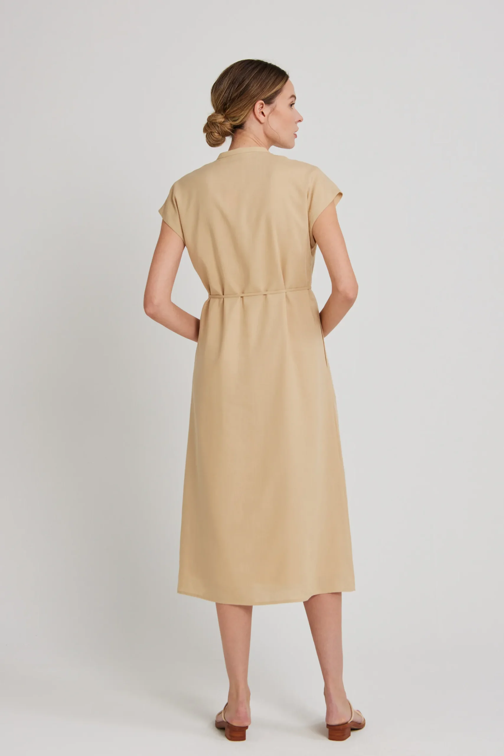 Viscose Mandarin Collar Shirt Dress