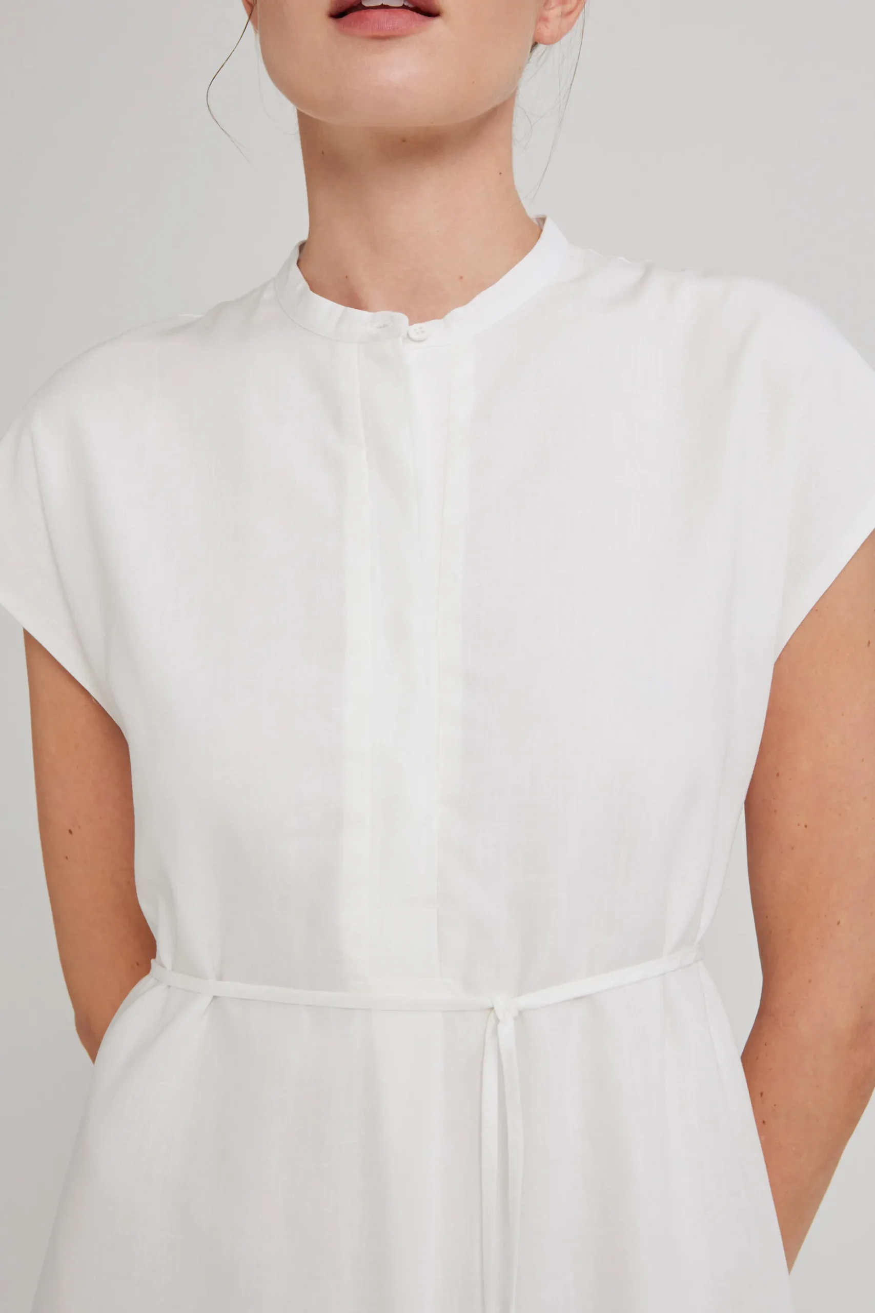 Viscose Mandarin Collar Shirt Dress