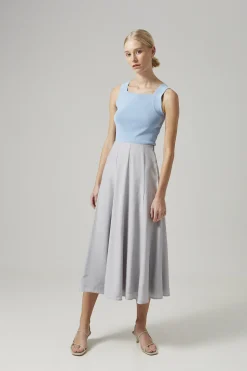 Viscose Panelled Midi Skirt
