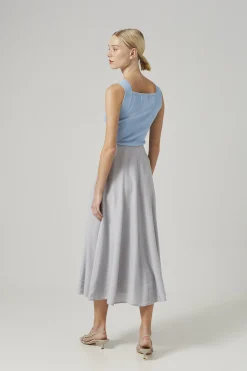 Viscose Panelled Midi Skirt
