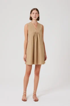V-Neck Cotton Shift Dress