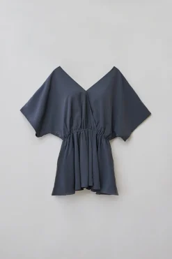V-Neck Gathered Peplum Blouse
