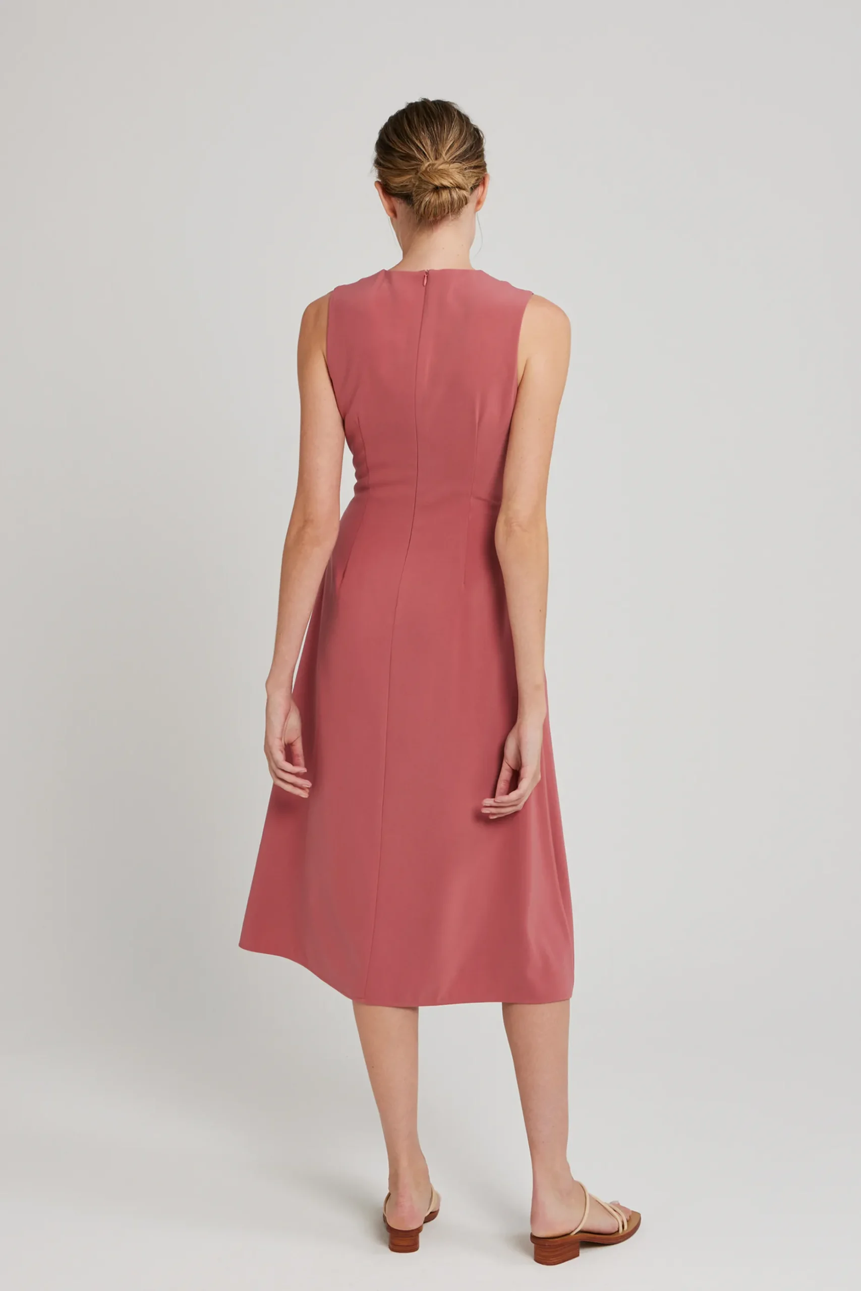 V-Neck Pleated Midi Dress