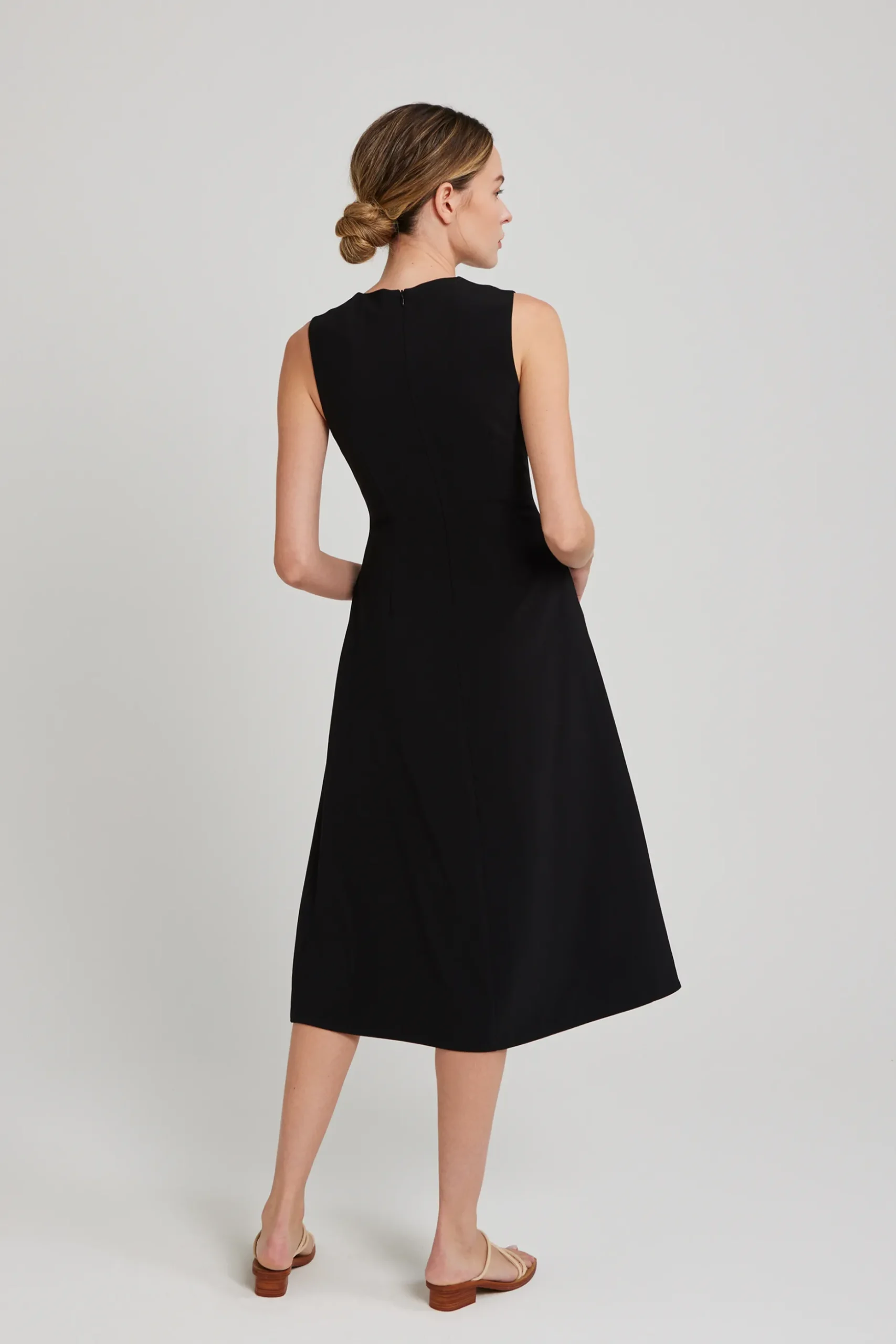 V-Neck Pleated Midi Dress