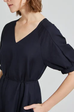 V-Neck Puff Sleeve Dress