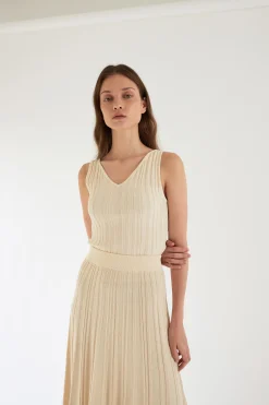 V-Neck Ribbed Knit Top
