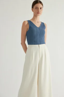V-Neck Ribbed Knit Top