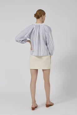 V-Neck Stripe Billowy Blouse