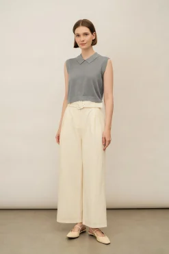 Wide-Leg Buckle Trousers