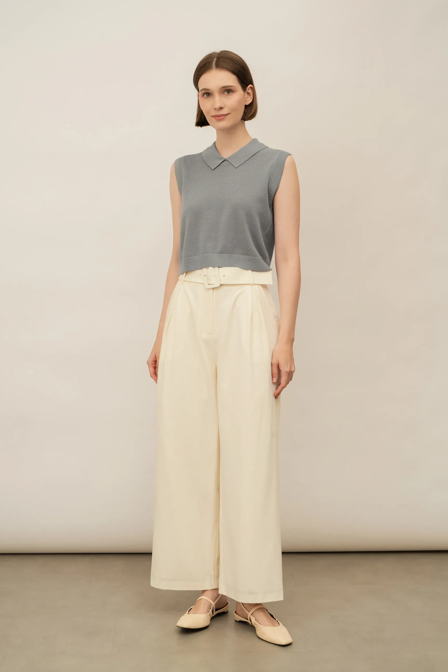 Wide-Leg Buckle Trousers