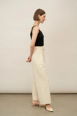 Wide-Leg Buckle Trousers