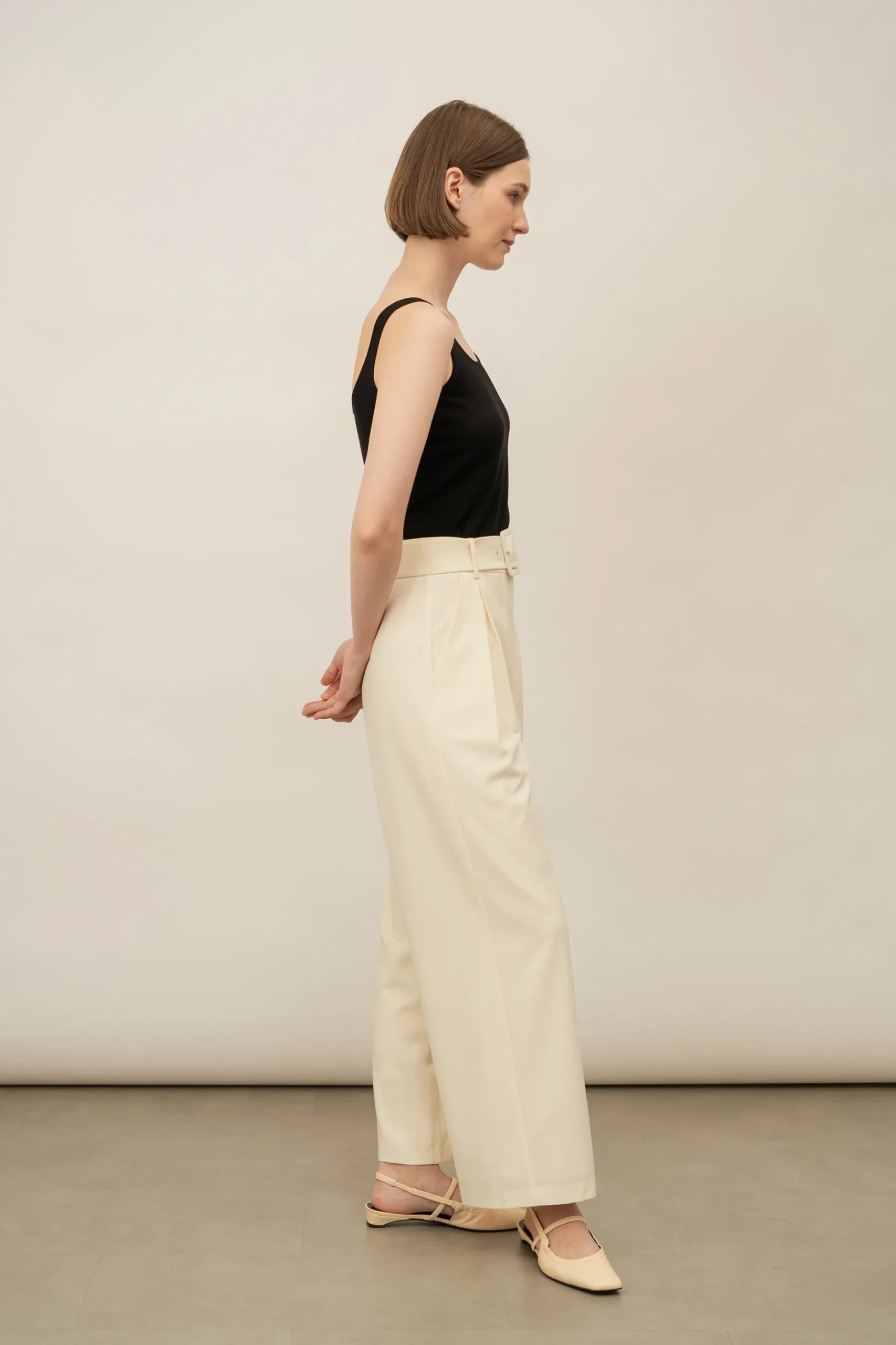 Wide-Leg Buckle Trousers
