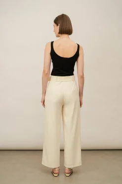 Wide-Leg Buckle Trousers