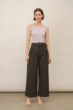Wide-Leg Buckle Trousers