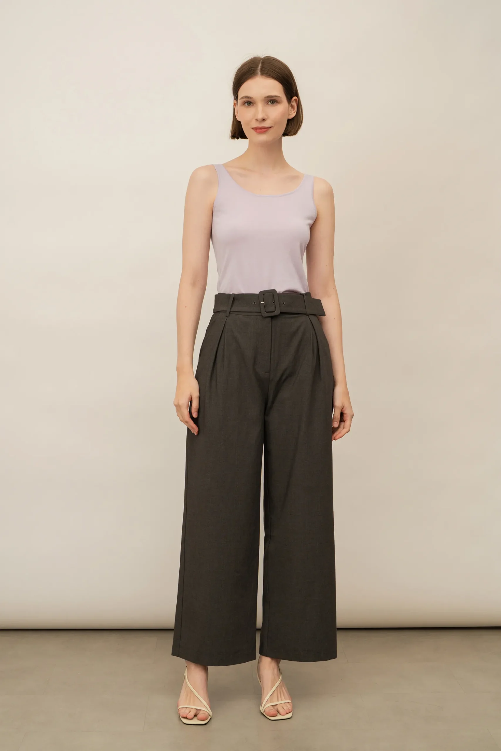 Wide-Leg Buckle Trousers