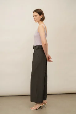 Wide-Leg Buckle Trousers